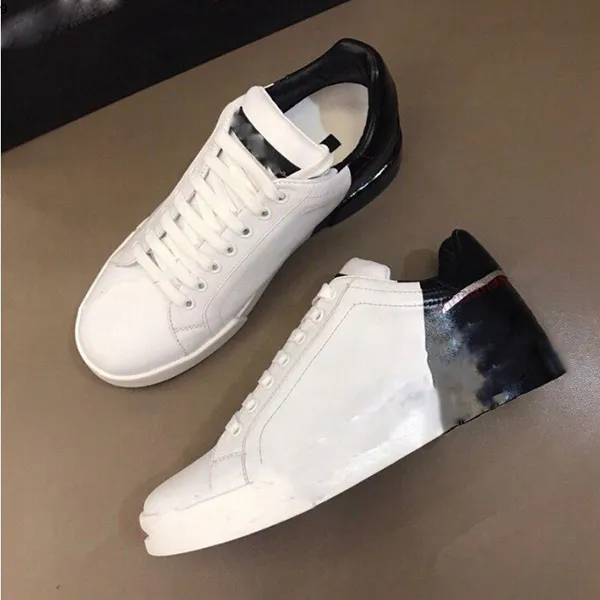 The New Fashion Women Shoes Men skórzana platforma nad rozmiarem Sole Sneakers White Black Casual MJHJJJ000666