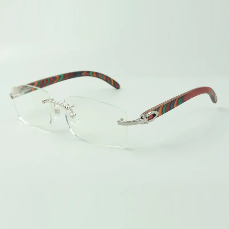 Plain glasses frame 3524012 with peacock wooden legs and 56mm lenses for unisex