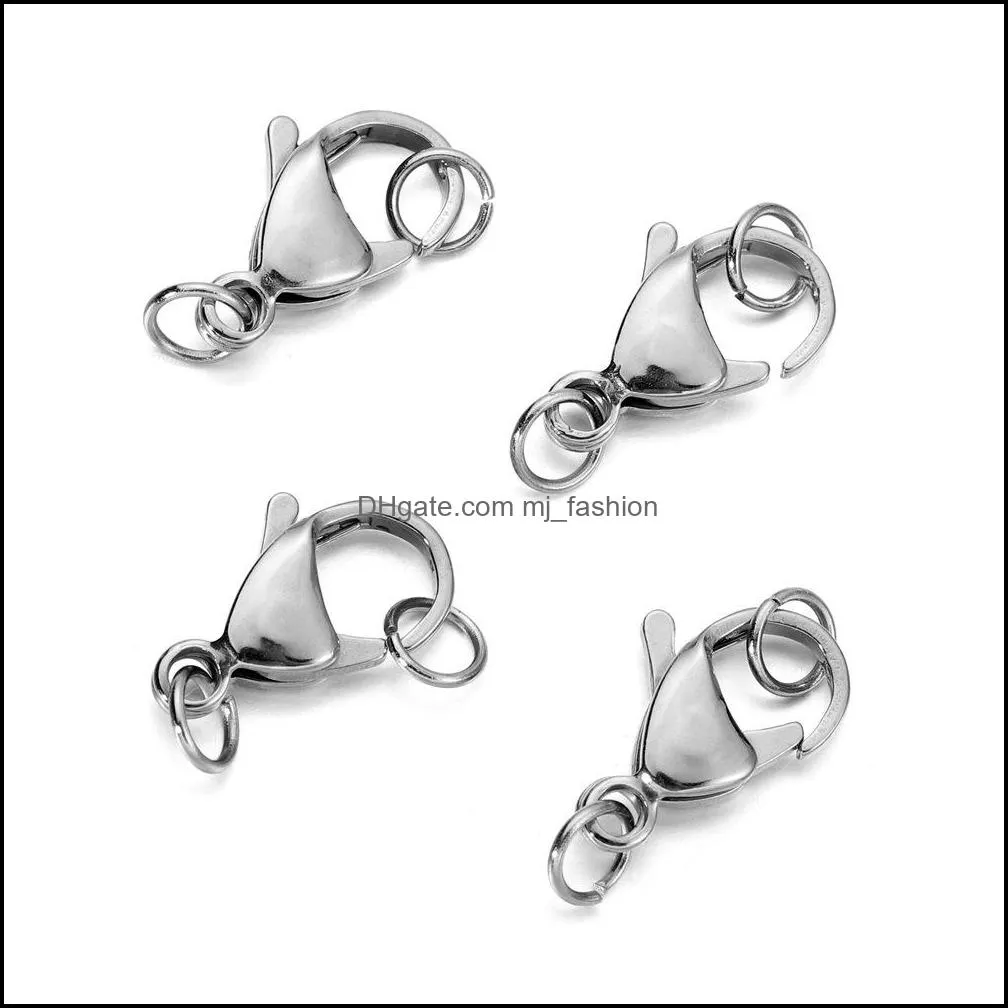 Stainless Steel Clasps silver Plated Lobster Clasp Jump Rings For Bracelet Necklace Chains Jewelry Findings Making