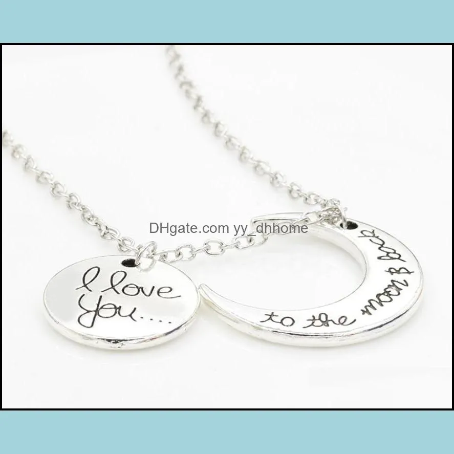 Moon Necklace I Love You To The Moon And Back For Mom Sister Family Pendant Necklaces Link Chain