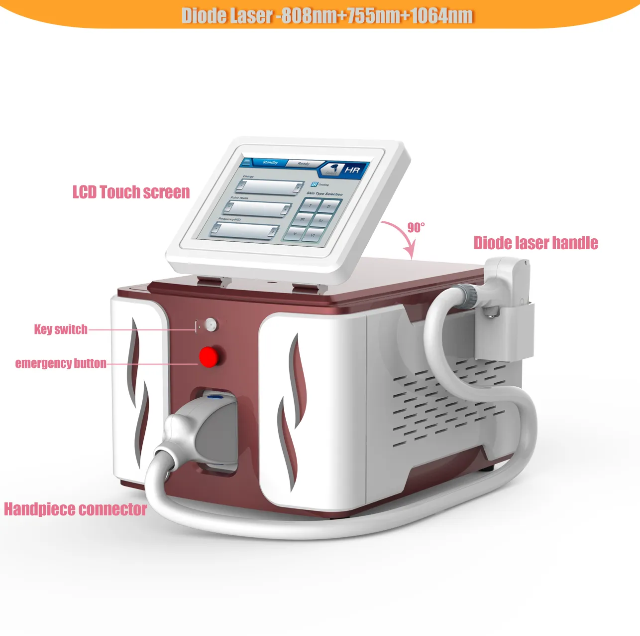 Portable diode laser beauty hair removal equipment in three waves 808 755 1064 for all skin types
