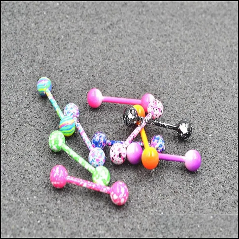 100pcs Body Jewelry Piercing Tongue Ring Barbells Nipple Bar Mix Nice Colors Christmas Gift 2278 Q2