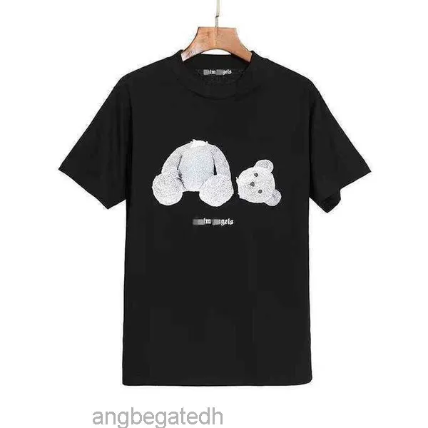 Angel T-shirts Palm Trendy Decapitated Teddy Bear Print T-shirt Loose Men's and Women's Wear Letter Short Sleeve 88