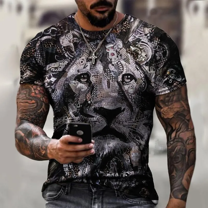 القمصان للرجال Camiseta Con Diseño de Cabeza Tigre Para Hombre ، Camisa Estilo Callejero Manga Corta Personalidad ، Defertida ، Haraj