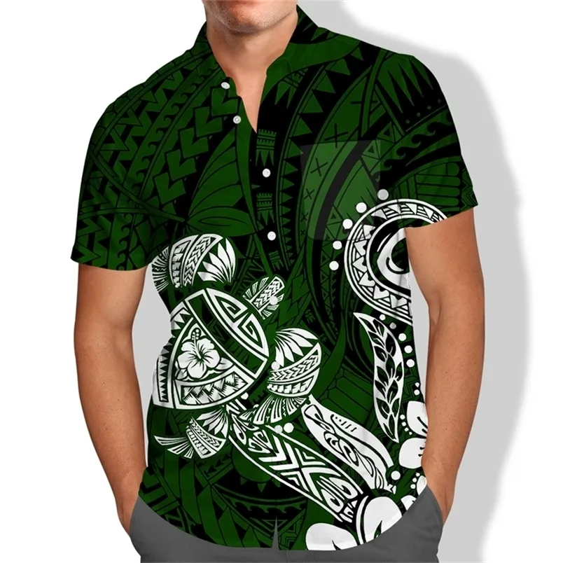 Pocket Short Sleeve Shirt Tribal Islanders Polynesian Clothes Polynesian Tribal Clothing Samoan Puletasi Viking 220326