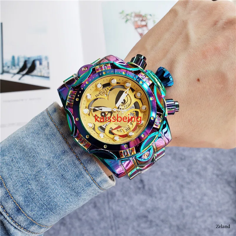 KSA Brand de lujo Reserve invicta Venom DC Comics Joker Tailing Steel Tailing Steel 52 mm Men reloj Reloj Hombres