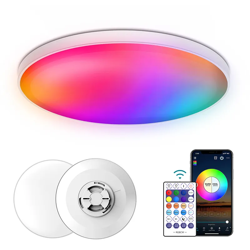 RGB Smart Deckenleuchte Wifi BLE Fernbedienung 30W Panel Deckenleuchte Wohnzimmer Schlafzimmer Beleuchtung Arbeit mit Alexa Google