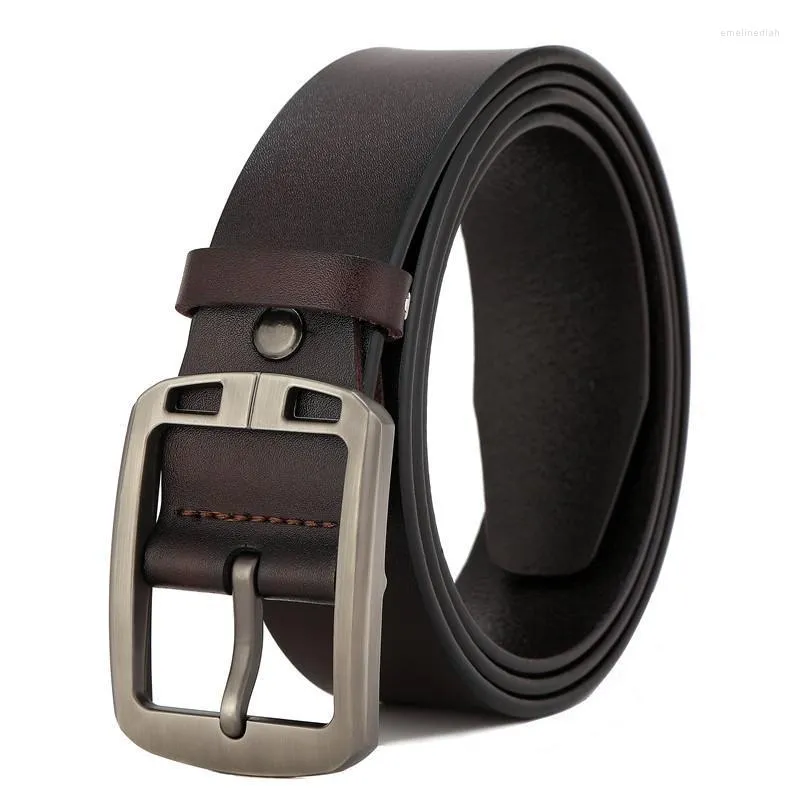 Belts Men's Belt Cowhide Leather Luxury High Quality Pin Buckle Genuine Vintage Fancy Jeans Designer QualityBelts Emel22