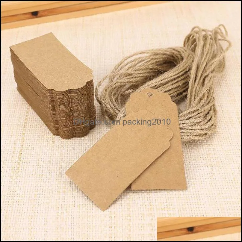 Papier d'emballage Bureau École Affaires Industriel 100X Étiquettes Kraft Marron Dentelle Étiquette Tête De Pétoncle Lage Note De Mariage addString Diy Blank Price Ha