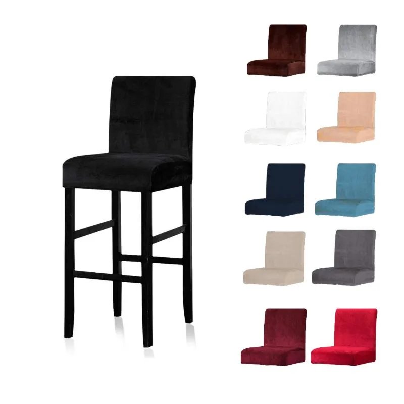 Housses De Chaise Velours Couverture Élastique Pour Tabouret De Bar Dos Court Salle À Manger Housse Spandex Stretch Case Chaises Banquet De MariageHousses De ChaiseChai