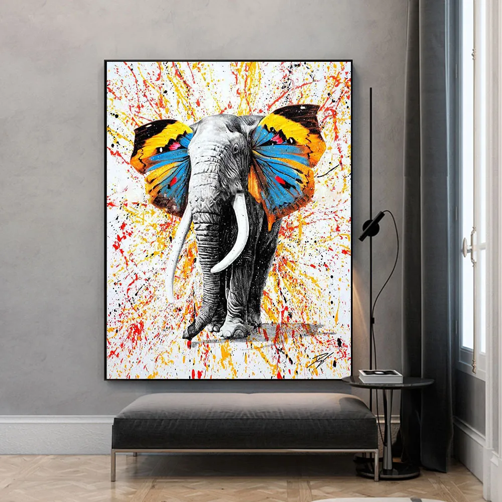 XMGZQ Creatieve Graffiti Olifant Beeldjes, Grote Hars Kleurrijke Standbeelden, Woondecoratie Kunst, Geschikt Voor Het Vullen Van Ruimte Decor