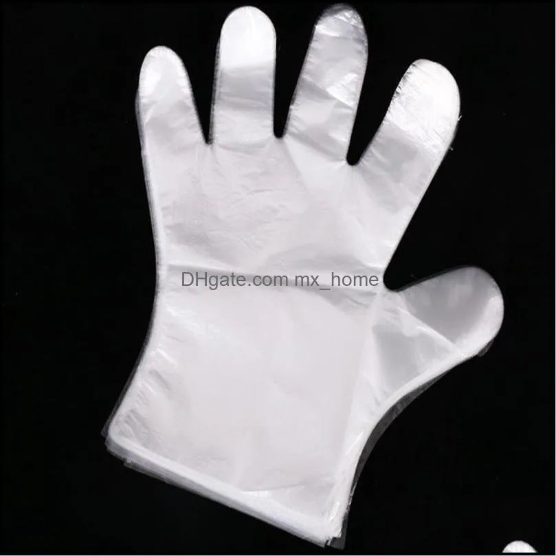 50packs/lot 1set=1pack=100pieces Clear Disposable Plastic Gloves PE Glove Transparent Cleaning Gardening Home Restaurant hot sale