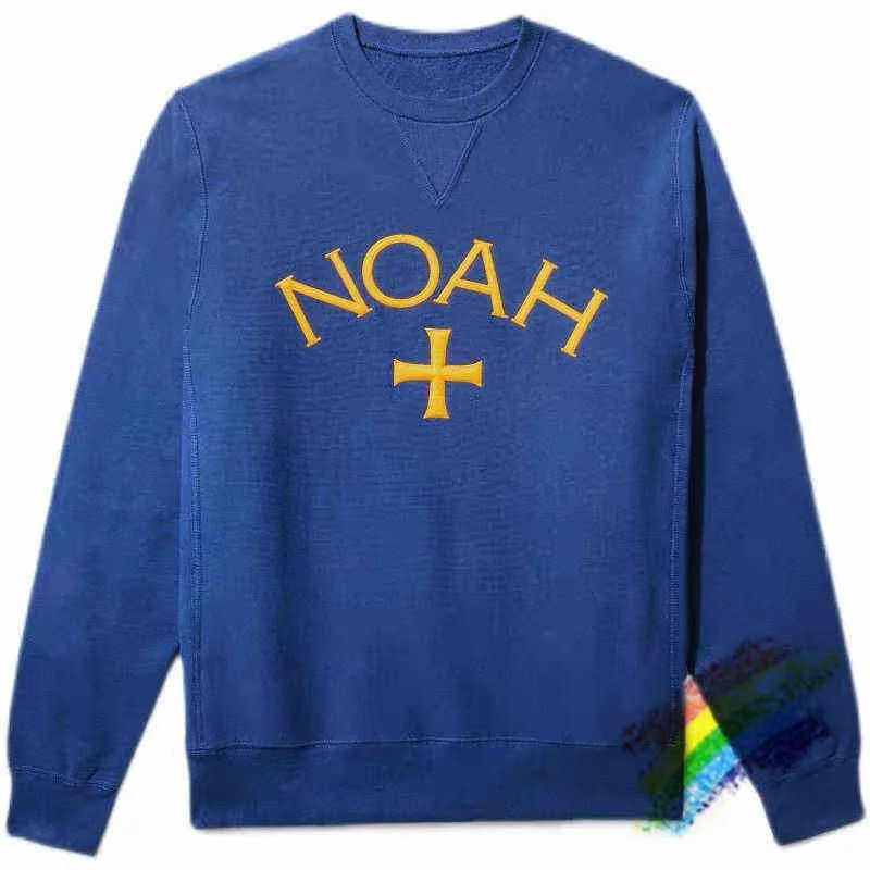 Blue embroidery NOAH Sweatshirts Crewneck Men Women High Quality Patchwork Heavy Fabric Yellow Noah Oversized Hoodie T220802