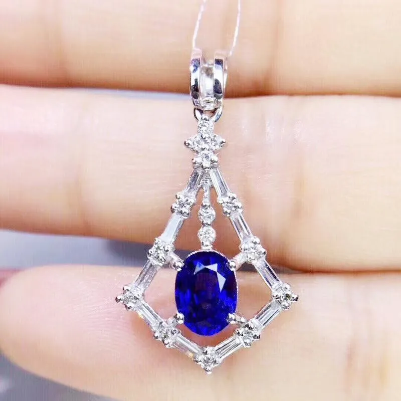 Медальоны на ювелирные изделия Blue Sapphire Collece Pendant 1.6ct Gemstone 925 Серебряное серебро Fine T2052916