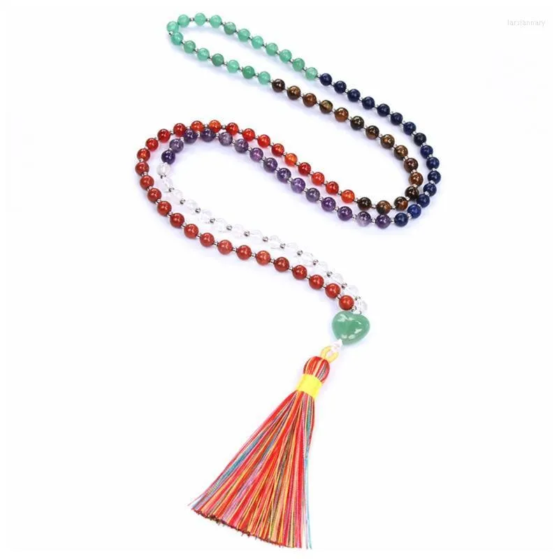 Link Chain 108 Beads Colorful Crystal Meditation Tassel Necklace Men And Women Yoga Jewelry Hand-knotted Beaded Rosary BraceletLink Lars22