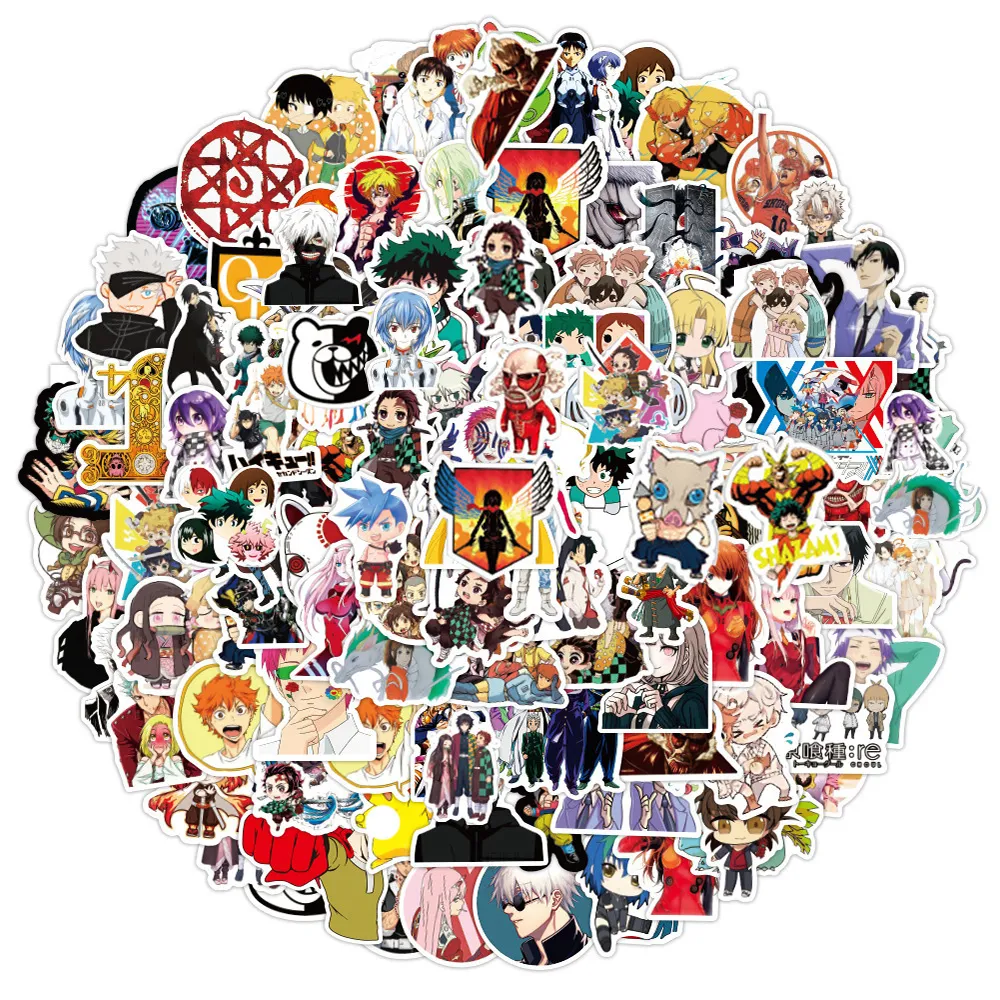 Novo impermeável 10/30 / 50/100 pcs anime adesivos mistura ataque no titan jujutsu kaisen adesivo graffiti garoto brinquedo para skate telefone portátil portátil adesivo