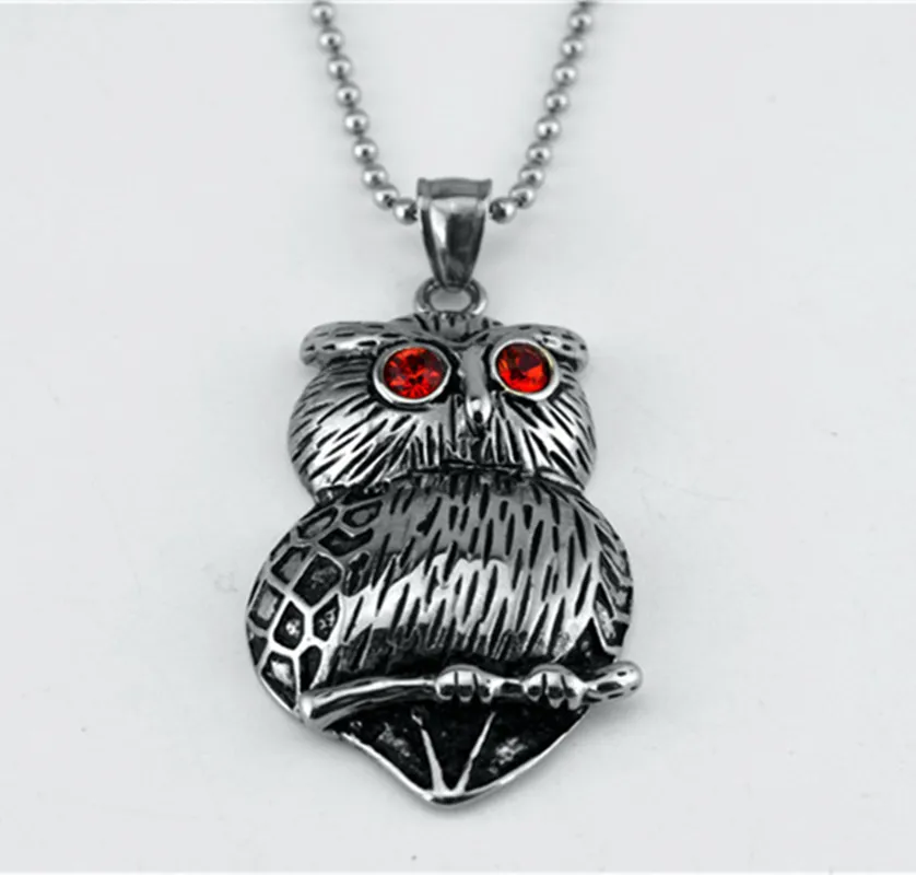 316L acier inoxydable hibou animal colliers pendentifs ailes d'aigle gothique rétro antique design argent hommes bijoux