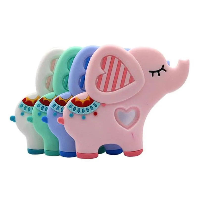 Massaggiagengive in silicone per uso alimentare Elefante animale fai-da-te Massaggiagengive per neonati Ciondoli in silicone per bambini Bambini Dentizione Regalo Giocattoli per bambini