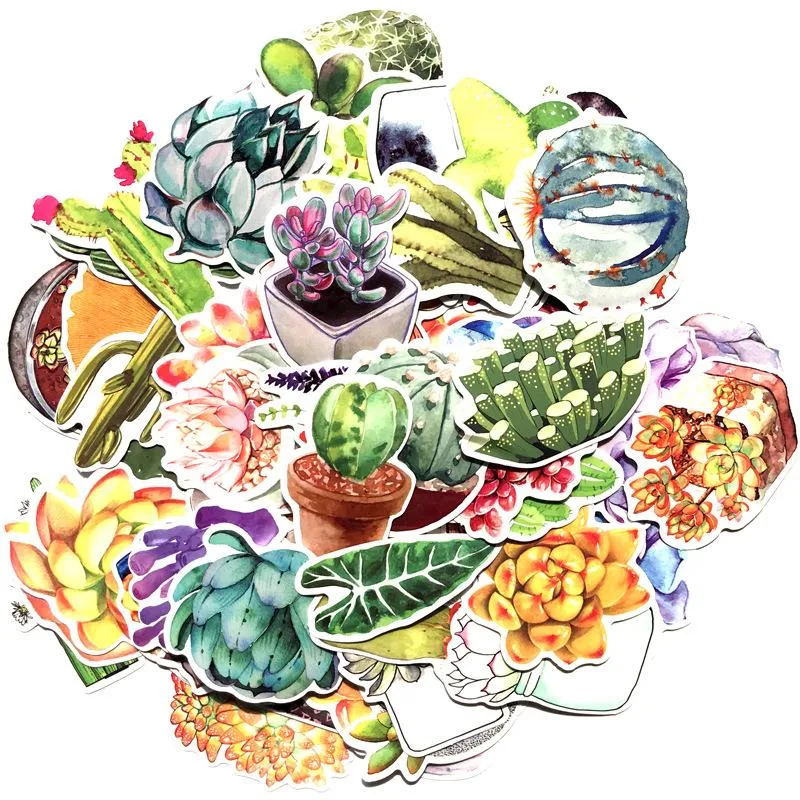 New Cute Succulent Plants Diary Paper Lable Sealing Stickers Crafts And Scrapbooking Decorative Lifelog DIY Stationery