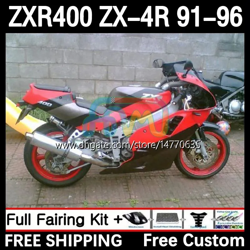 Kawasaki Ninja ZX4R ZXR 400 CC 400CCのABSボディキット1992 1993 1995 1995 1995 1995 1995 1995 1995 1995 1995 1996 Cowling 12DH.43 ZXR-400 BODYWORK ZX 4R ZXR400 91 92 93 94 95 96フェアリングファクトリーレッドレッドレッドレッド