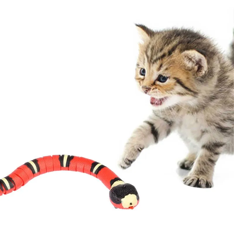 Cat Toys Smart Sensing Eletronic Snake Interactive For Cats Teasering Play USB Charging Kitten Dogs PetCatCat