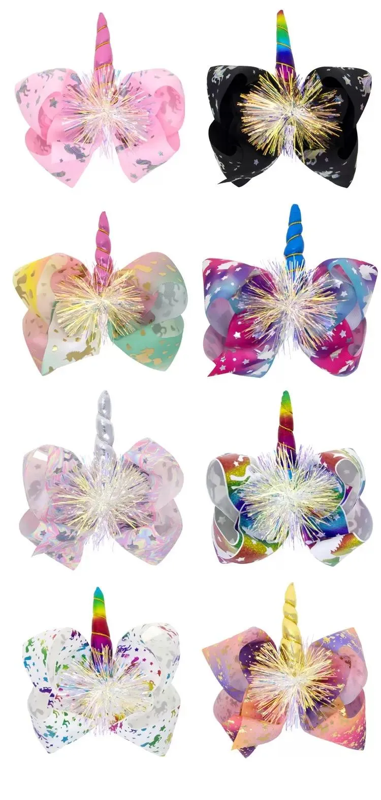 stampa di cavalli di cartone animato Barrettes Fiocco Fermagli per capelli Fiocchi con clip Accessori per capelli per bambini cosplay per bambini Copricapo con paillettes abbronzanti