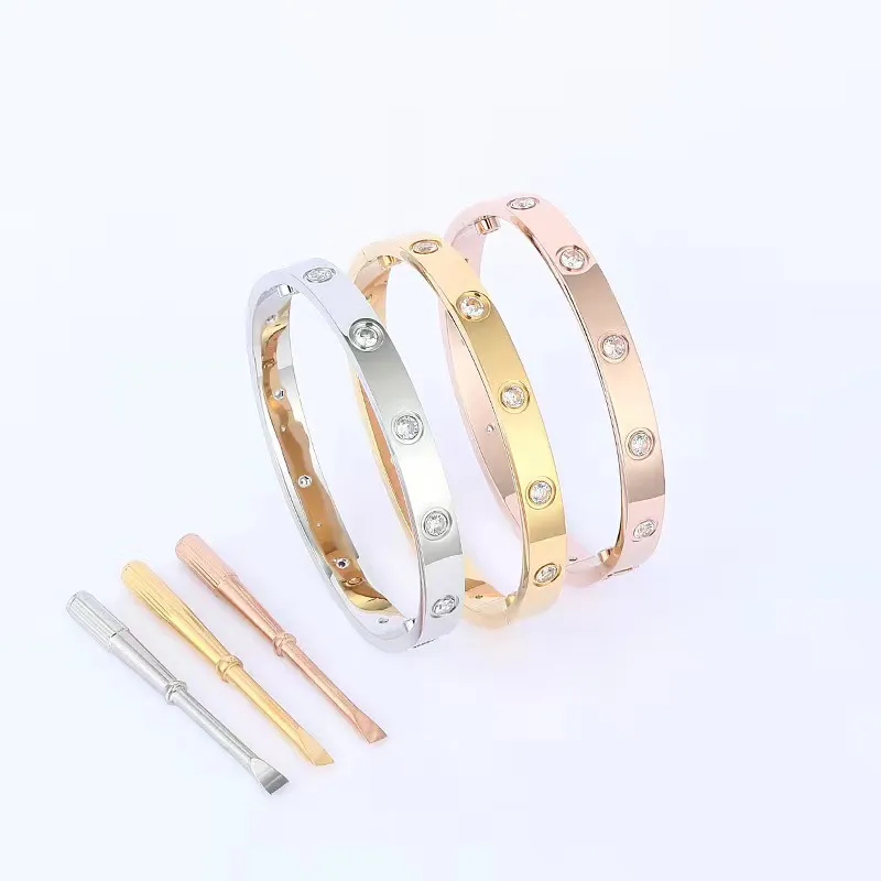 Merk Klassieke Schroevendraaier Bangle Mode Nieuwe 10 Diamond Designer Liefde Armband Voor Mannen Vrouwen Hoge Kwaliteit 316L Rvs paar Armband