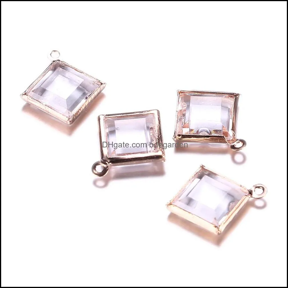 100pcs 9x9mm wholesale small square cube rhinestones crystal charms silver rose gold color diy jewelry making accessories findings
