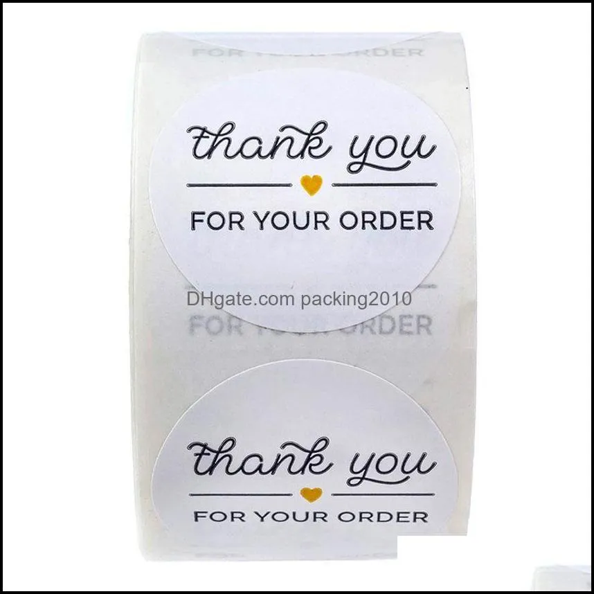 500pcs/roll Thank You Sticker Packaging Paper Different Style Seal Label Stickers DIY Gift Decoration and Cake Baking Package diameter 1 inch