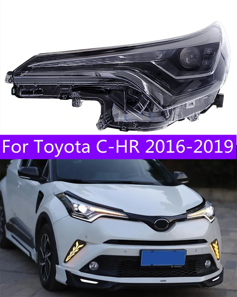 Автомобильные светодиодные фары для Toyota C-HR 20 16-20 19 DRL, двухлучевые линзовые фары, светодиодный указатель поворота, передняя лампа