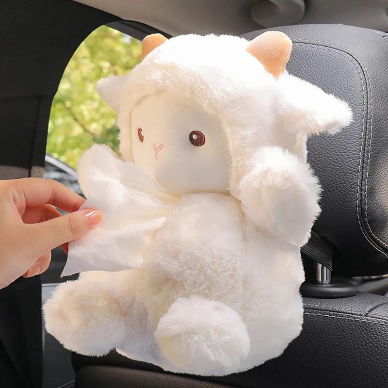 Kawaii Car Tissue Box Plush Doll Piggy Sheep Tovagliolo Porta carta Styling Portable Case Home 220523