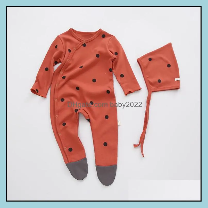 kids rompers girls boys moon dots print romper infant toddler cotton jumpsuits with hats spring autumn fashion baby climbing clothes
