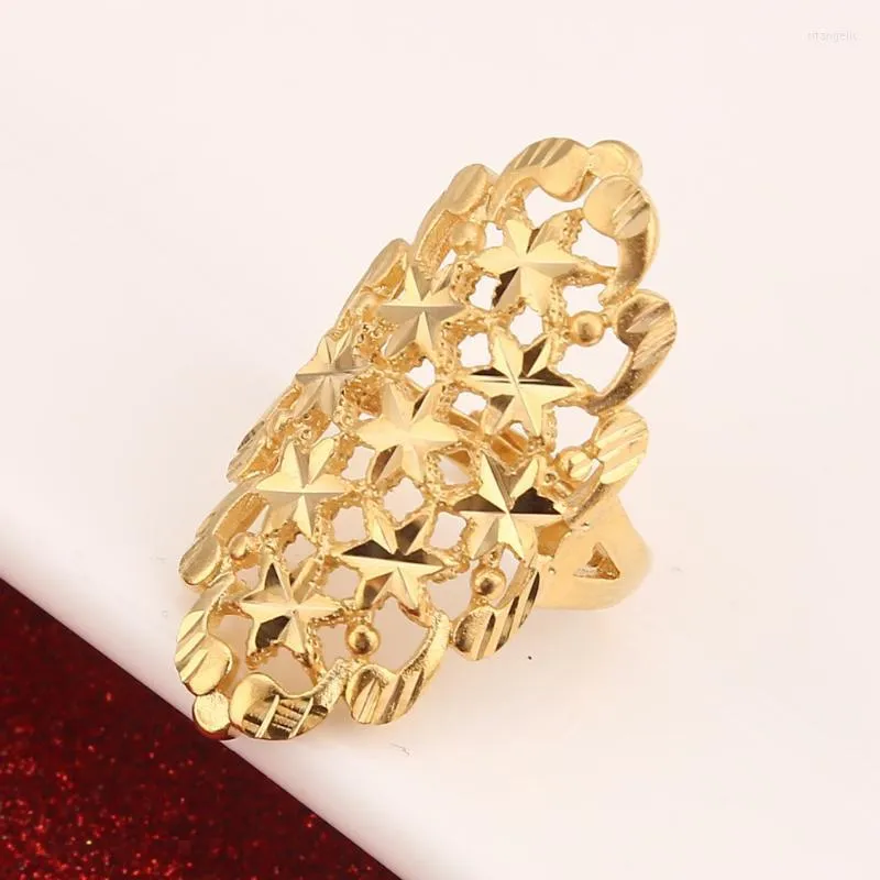 Bröllopsringar Dubai Golden Ring Gold Color Engagement Justerbar storlek Finger för etiopisk afrikansk nigeriansk design Rita22