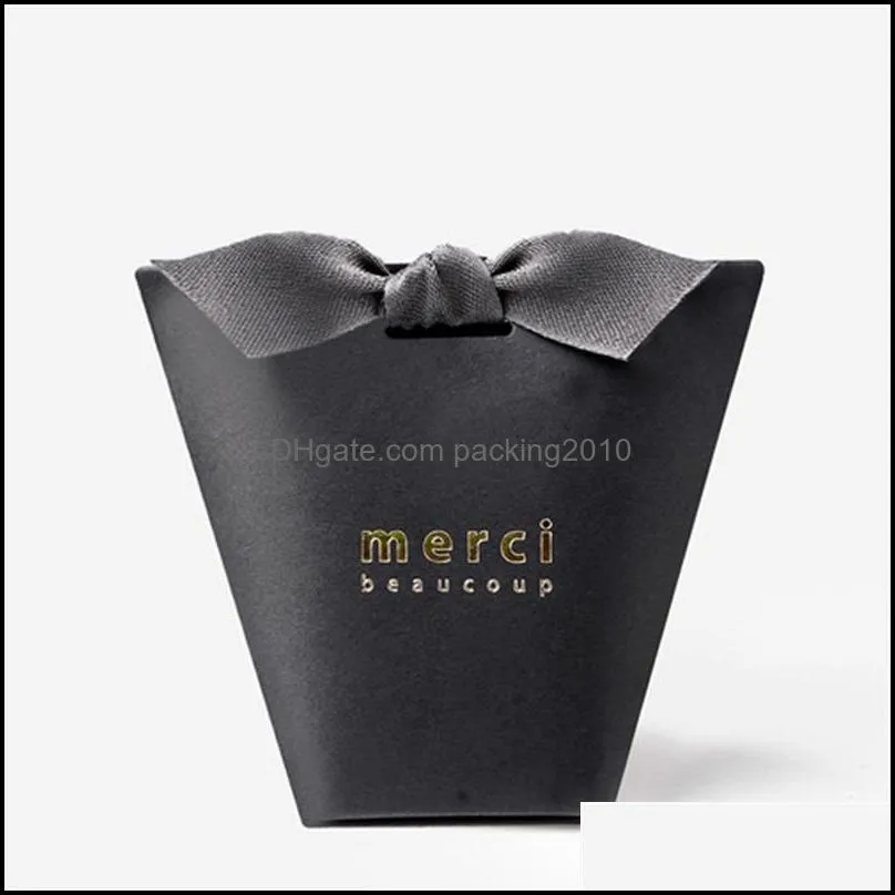 Gift Box Exquisite French Thanks Merci Paper Package Bag Gilding Folding Candy Boxes For Wedding Favor 0 42hb Yy