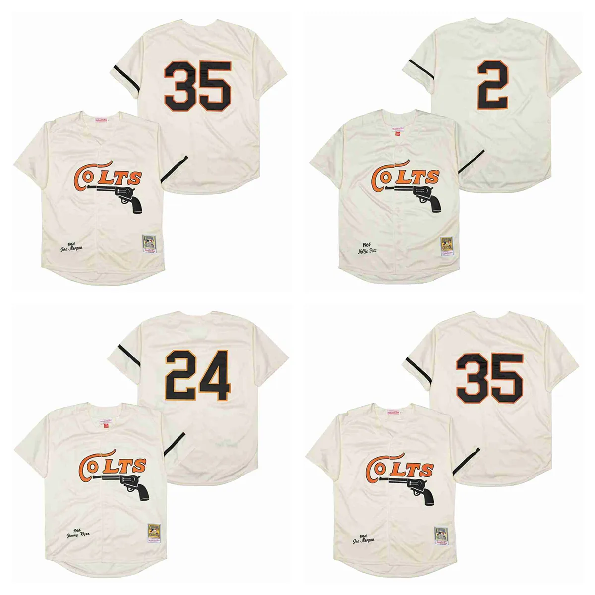 Film-Baseball-Trikots Colts 2 Joe Morgan #35 #11 genähtes cremefarbenes Jersey Herren S-XXXL