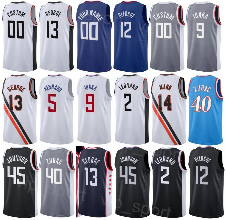 Screen Gedrukte Basketball Draft Pick Moussa Diabate Jersey Robert Covington 23 Paul George 13 Nicolas Batum 33 Kawhi Leonard 2 Marcus Morris Sr 8 Zwart Blue White