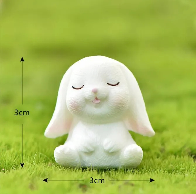 Cute Resin Bunny Ornament Home Miniature Landscape Decoration Mini Rabbit Miniature Figurines Home Decoration Easter Decor