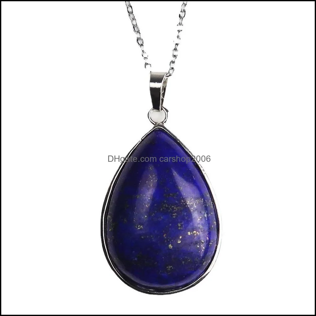 water drop natural stone opal crystal pendant necklace chakra healing jewelry for women men carshop2006