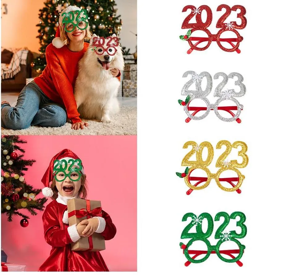 Décorations de Noël 2023 Lunettes de Noël Cadre Adulte Enfants Cadeau Santa Bonhomme de neige Lunettes de Noël Décor de Noël 2023 Nouvel An Noel F0719