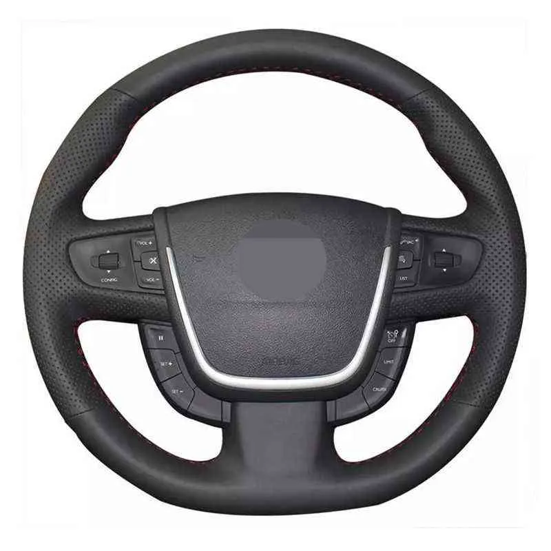 Car Steering Wheel Cover HandStitched Soft Black Synthetic Leather For Peugeot 508 20112008 508 Sw 20112008 J220808