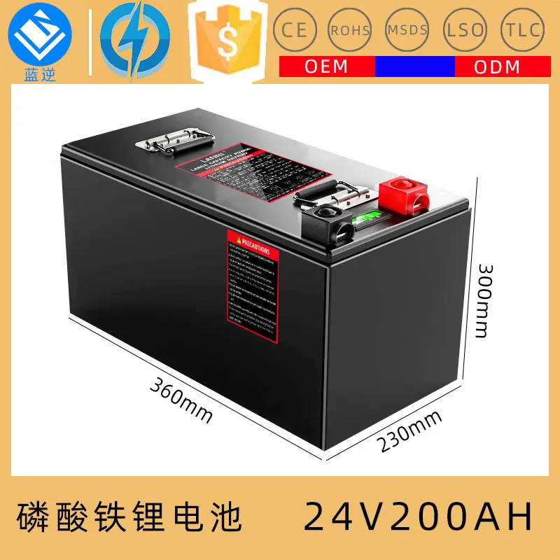 LifePo424 V 200 AH -batterij ingebouwd in B M S voor Golf Cart Forklift Motorcycle Camper Cycles 35000