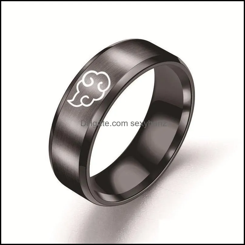 anime cosplay cloud band ring japanese style animation stainless steel jewelry titanium men`s rings