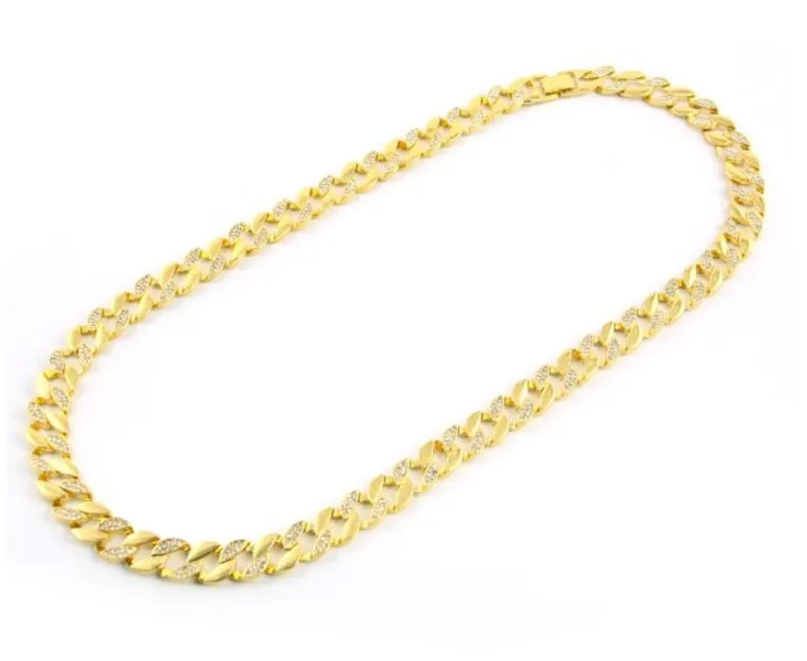 18k European and American hip hop CUBAN CHAIN Miami NECKLACE Gold Plate/Fill chain men's