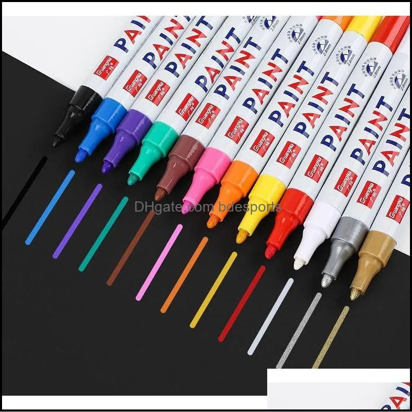 Waterproof Marker Pen Tyre Tire Tread Rubber Permanent Non Fading Paint Pen White Color Can Marks On jllFgR warmslove