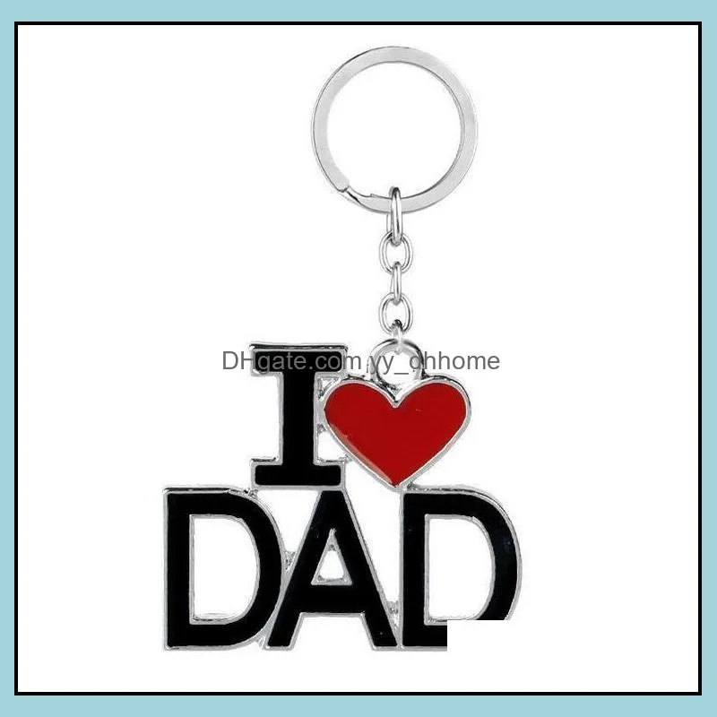 ups english letter keychain i love papa mama mom dad metal party favor key ring family keychains for father mother`s day gift