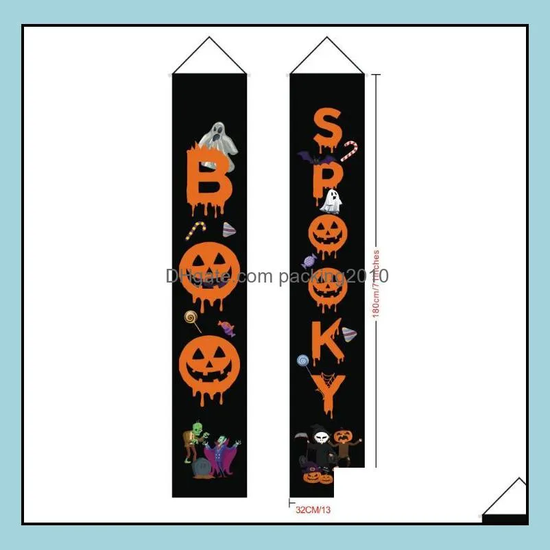 party banner flags for halloween christmas 180*32cm 100d polyester banner home door sign flags set wholesale dhl free shipping sn3220