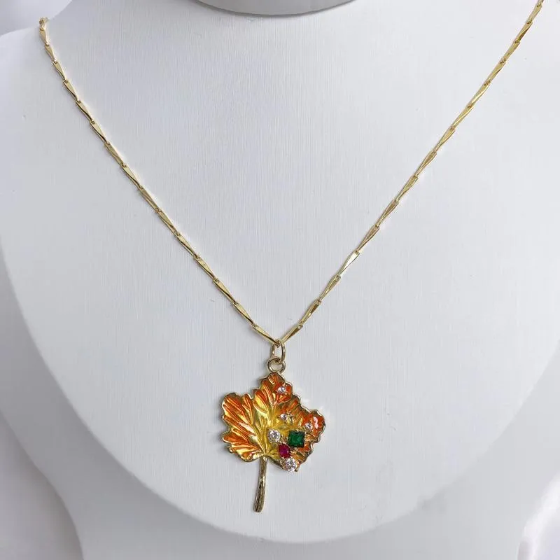Pendentif Colliers 5pcs / lot gros bijoux de mode chaîne plaquée or collier de couleur orange pour les femmespendentifpendentif