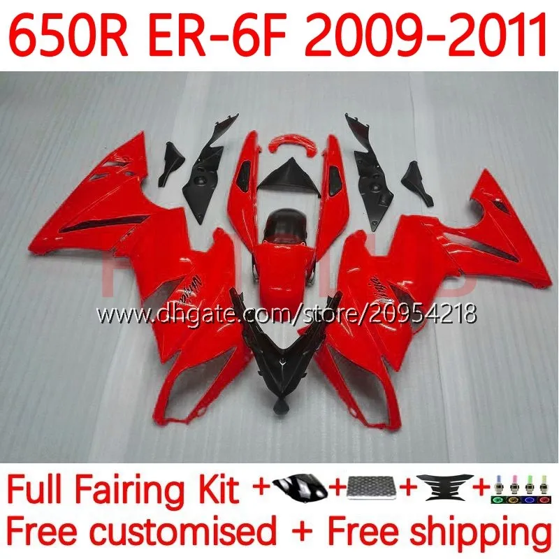 Kit de fadas para Kawasaki ninja 650r er 6 f 650 650 r corpo er6 f er6f 09 10 11 carroceria 17no.21 er-6 f er 6f 650-r 09-11 Cowling ER-6F 2009 2010 2011 2011 OEM Fairing Ggloss Red