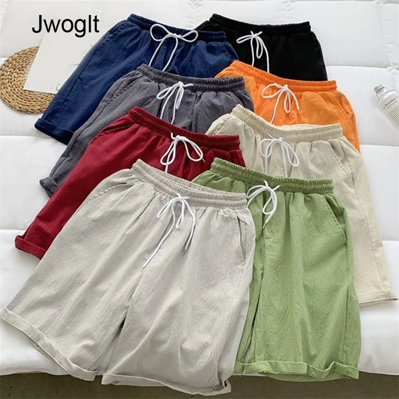 Summer New Casual Beach Shorts 100% Bomull Högkvalitativ bottnar DrawString midja modemärke Bermuda Shorts 4xl 5xl 210412