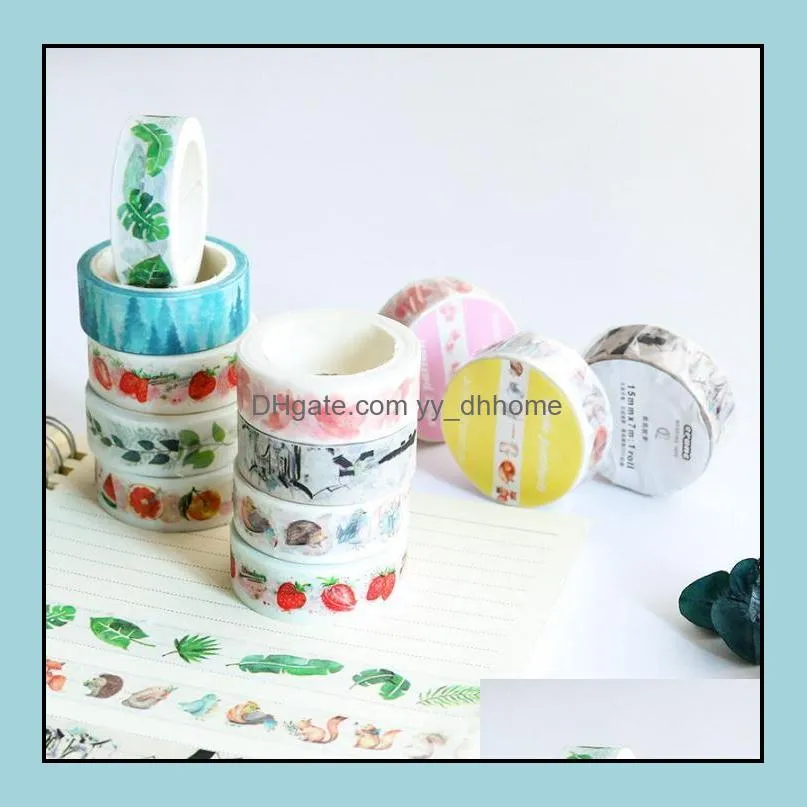 new 7m*15mm diy vintage decorative adhesive tape flower masking washi tape for home decoration diary sn2488